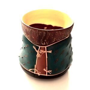 Vintage Artist-Signed Small Terracotta Pot/Planter – 1985 – Southwestern Design